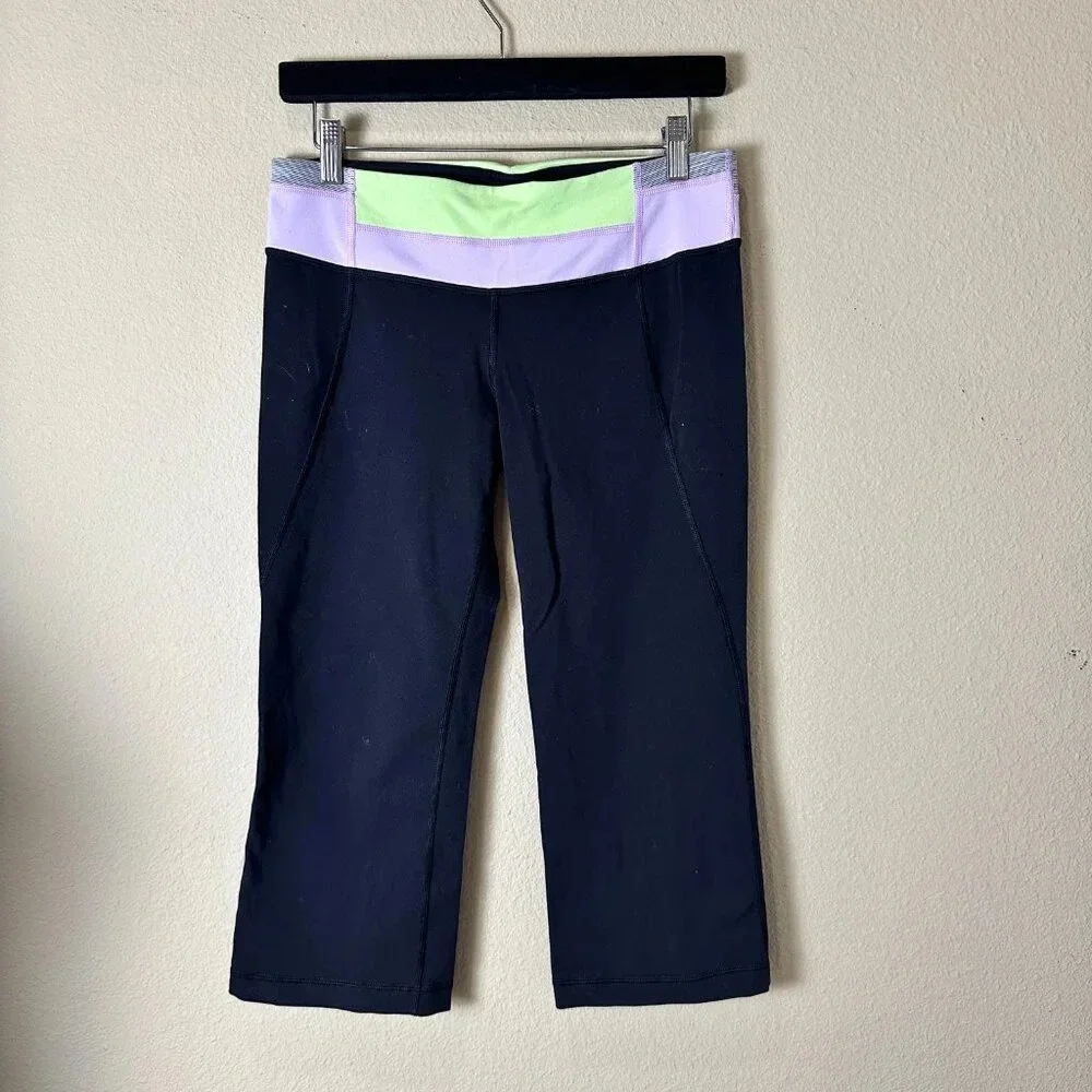 LULULEMON Gather & Crow Split Back Cropped Leggings Running TIghts - size 8